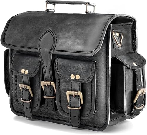 american blue Ensemble de 2 sacoches de moto en cuir véritable, sacoche de selle, sacoche de vélo, sacoches de fourche vintage, pour amoureux du vélo (Noir seulement 1 sac)