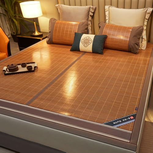 JJPSQHRV Materassino Estivo in bambù stuoia Bambu Materasso Tappetino rinfrescante copriletto in Rattan Pieghevole Traspirante a Doppia Faccia for casa Scuola dormitorio(180cmx200cm)
