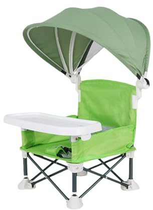 Trona De Bebe, Asiento Elevador Plegable Para Bebé, Silla De Viaje Portátil Para Niños Pequeños Con Dosel Y Bandeja Extraíble, Silla Plegable Para Alimentación Para Interiores Playa Acampar Picnic