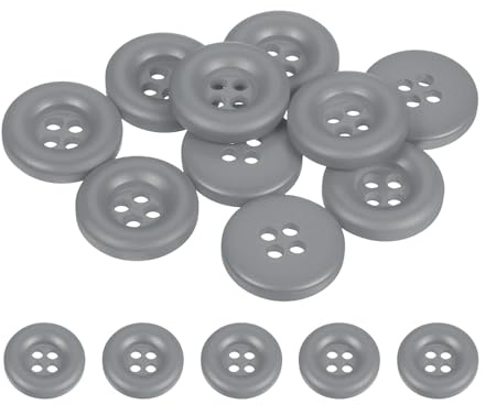 sourcing map 10 botones de costura de 18 mm, 4 agujeros de resina gruesa y redondos, botones de repuesto para ropa, manualidades, decoración, color gris