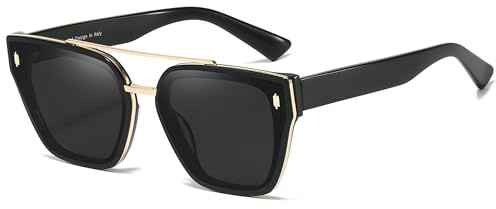 Myiaur Premium Acetate Sunglasses for Women Men, UV400 Protection & Polarized Anti Glare, Including Leather Case