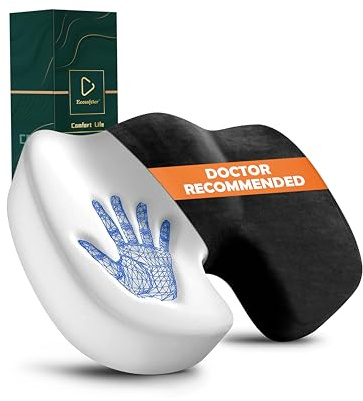 Ecosafeter Orthopädisches Sitzkissen Memory Foam – Ergonomisches Sitzkissen für Bürostuhl & Auto für Druckentlastung & Komfort bei langem Sitzen, rutschfest & waschbarer Bezug(Schwarz)