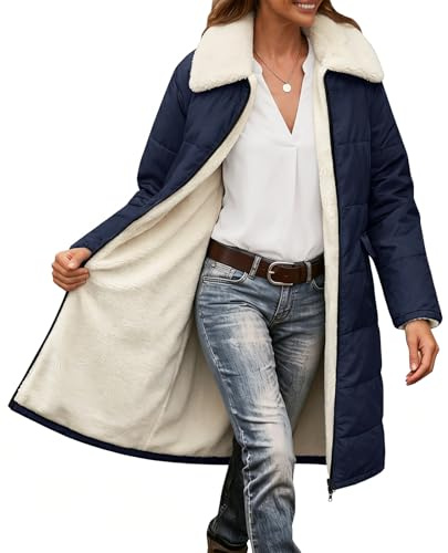 heekpek Manteau Long Femme Hiver Veste Polaire Parka Chaud Matelassée Manteaux Zippé Doudoune mi Longue Jacket Casual Blouson avec Poches