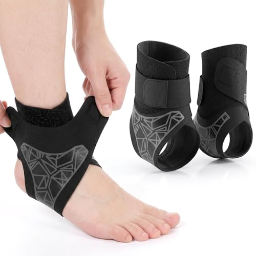 Lot de 2 supports de cheville pour le football, attelle de cheville, bandage de pied, protection contre les entorses de la cheville, support de cheville, bandage de cheville pour des sports tels que l