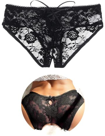 comeondear String Ouvert Femme Sexy Grande Taille Culotte Fendue Dentelle | Tanga Chic Hot sous-Vêtements Féminins Lingerie Dessous Érotique Slip Bresilien Respirante Stretch Lot de 1/2/3