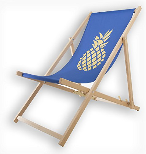 MultiBrands® Liegestuhl, Holz, ohne Armlehne, klappbar, Ananas gelb