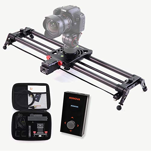 KONOVA Motorizzato P1 Series Carbonio Binario Slider Dolly with S2 for Parallax Panorama shot Live motion and timelapse supports Camera, Mobile phone, DSLR, Mirrorless with Bag (60cm)