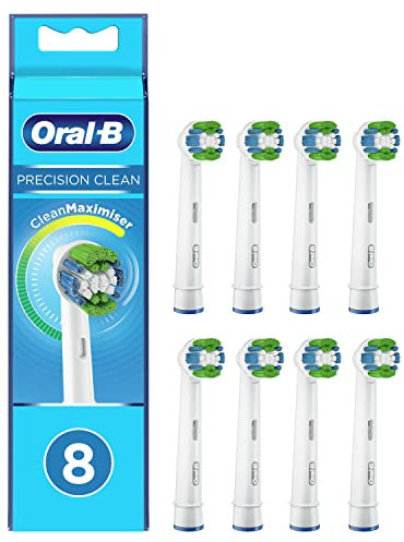 Oral-B Testine Di Ricambio x Spazzolino Elettrico Precision Clean Con Tecnologia CleanMaximiser, Confezione Da 8 Testine