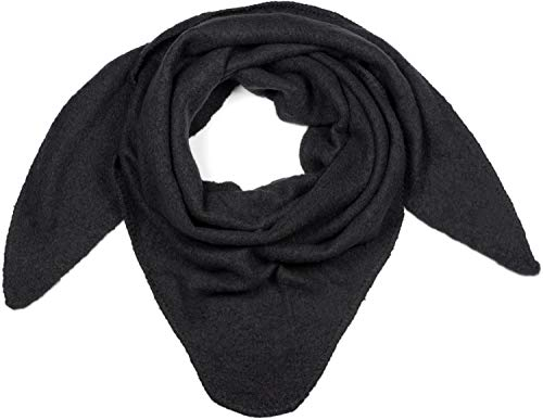 styleBREAKER Damen Großer Strick Dreieck Schal einfarbig meliert | Weiches warmes Winter Dreiecktuch | Strickschal aus Viskose Wolle für kuschlige Looks, Farbe:Schwarz
