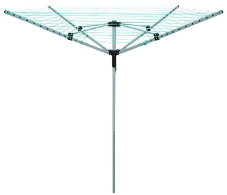 Garden Mile Wäschespinne mit 4 Armen, Wäschespinne mit Erdspieß und Abdeckung, Trockner, 50 m, Rotary Zusammenklappbar, Wäscheständer Rund, Wäschetrockner für den Garten, Außenbereich, Familiengröße