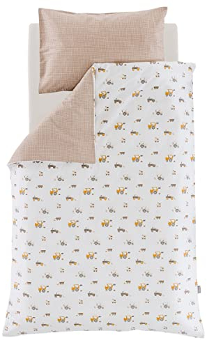 Träumeland Bettwäsche Kleine Farm, Größe: 100 x 135 cm + 40 x 60 cm - feinste, weiche Baumwolle - in praktischer Turnbeutelverpackung