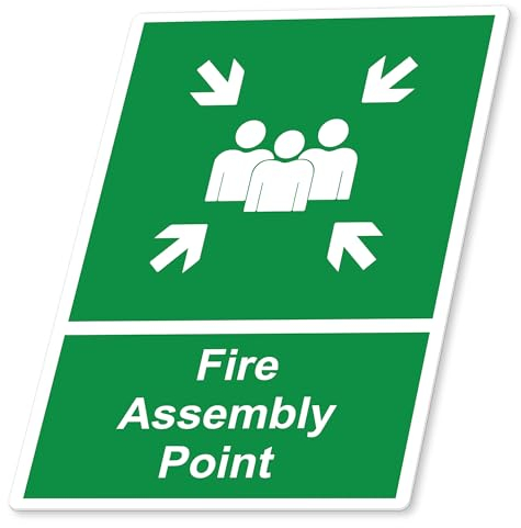 RDLCAR Fire Assembly Point Sign 1mm Rigid Plastic Pack of 1 Durable Assembly Point Sign Weatherproof Fire Safety Signs 300mm x 400mm Outdoor Safety Compliance