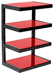 Norstone Esse Hi-Fi Noir Brillant et Verre Rouge - Meuble Hifi
