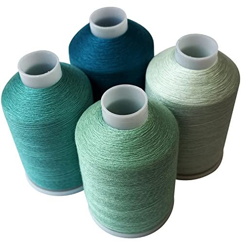 Sewing Thread 4 Colors Set 40s/2 for Sewing Machine，Quilting，Hand Sewing Total 4000yards （Cyan Series）