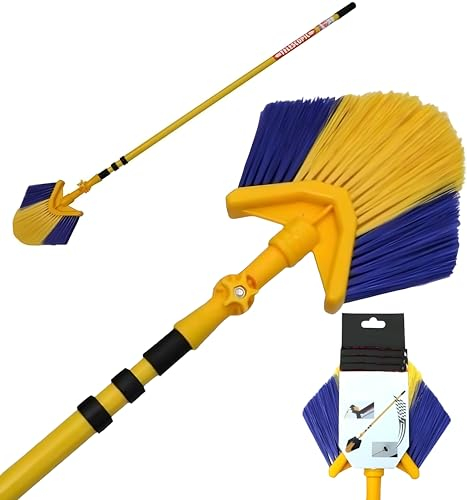 3M Angled Head Cobweb Brush with Extending Telescopic Long Handle Feather Duster for Ceiling Indoor Corner Cleaning 180 Degree Swivelling