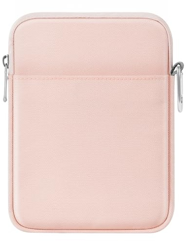 Moko 6-7 Inch Kindle Sleeve Bag, Protective Nylon Cover Compatible with Kindle Paperwhite 2021, Fire 7 2022, All-New Kindle//Kids (11th Generation)/Colorsoft, Kobo E-Reader, Pink