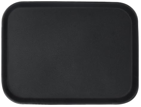 1x Schwarz 51cm x 38cm Rechteckiges Rutschfestes Serviertablett - Groß Plastik Küche Essen Tee Kaffee Abendessen Tisch Getränke Partyteller - Von Argon Tischware