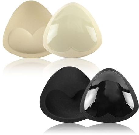 UILYNIU 2 Paia Imbottiture Autoadesive Reggiseno, Imbottitura Reggiseno Push Up, Inserti Reggiseno Rimovibili, Inserti Estraibile Push Up Seno Rinforzatore per Bikini, Costumi da Bagno (Nero, Beige)