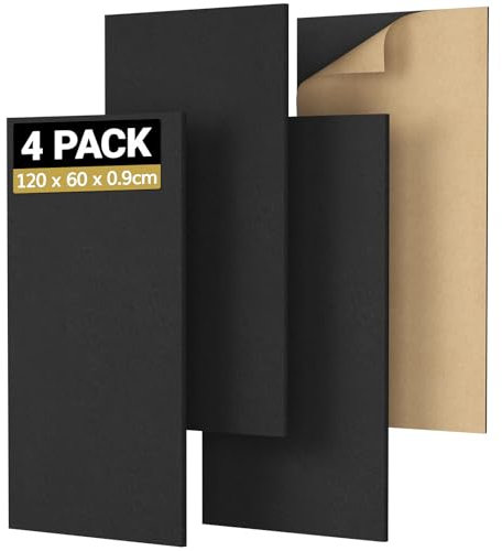 TONOR 4 Pack Akustikpaneele selbstklebend, 120x60x0.9 cm Wandpaneele selbstklebend für Schalldämmung Schallschutz, Paneele Wand für Schalldämmung und Wanddekoration, Studio, Haus, Büro, Schwarz