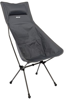 Vango Micro Steel Tall Camping Chair, Lighweight, Strong Foldable to Compact Size, High Back Design Garden Chair Perfect for Festivals, Fishing, Campers, Walkers (India Ink)