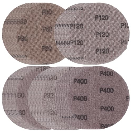 50 dischi abrasivi a rete, 80/120/180/320/400, grana 80/120/180/320/400, dischi abrasivi per legno, spatola, plastica, vernice, smerigliatrice orbitale