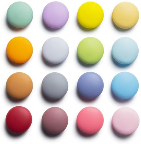 SUNURS Lot de 16/9 aimants de réfrigérateur colorés – Finition brillante et mate pour tableau blanc, casier, cuisine, bureau – Autocollants magnétiques décoratifs puissants (16 couleurs, lot de