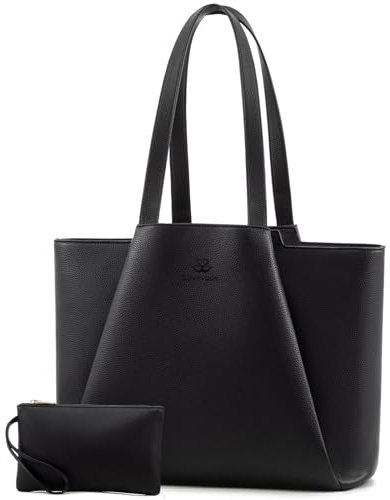 LOVEVOOK Bolso de Mano para Mujer para Portátil de 15,6 Pulgadas, Bolso Tote de Cuero Sintético, Bolsa de Trabajo para Profesoras con Compartimento para Laptop Impermeable, Bolso de Hombro