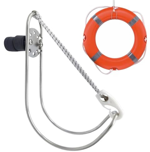 Glac Store Support de porte de sauvetage annulaire en acier inoxydable, 19,5 x 17 cm, pour plan ou tubes 22-30 mm, avec support de bouée (support de bouée annulaire)