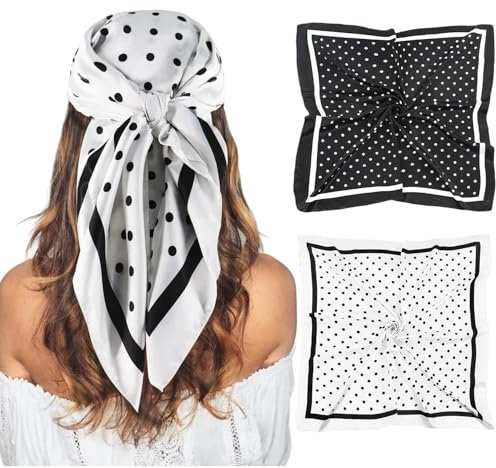 2 PCS Silk Head Scarf, Large Stain Scarf for Women, Soft Smooth Material, Versatile as Head Scarfs & Bandanas for Women, Ideal for Scarfs, Shawl, Or Neckerchief
