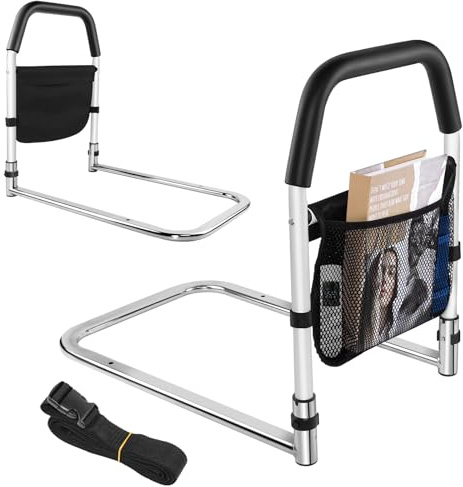 Bed Guard Bed Rails for Elderly Adults, Bed Assist Rail Safety Guard Bed Rails with Storage Pocket Safely Assist Handrail Bar, Bed Support Bar Mobility Assistant for Pregnant Women, Seniors, Handicap