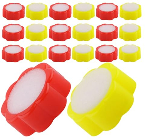 Lurrose Humedecedor de Dedos para Clasificar Papel 20 Unidades Esponjas para Contar Dinero y Documentos Vaso Humectante de Escritorio Forma Flor de Ciruelo Colores Rojo y Amarillo