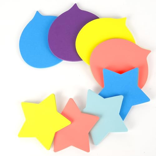 AUAUY 240 Feuilles Note Adhésive Étoile+Bulle, 8 Blocs, 30 Feuille par Bloc | 5 Couleurs Blocs Notes Autocollantes 75 & 66 mm, pour Prise de Notes, Listes de Tâches et Rappels