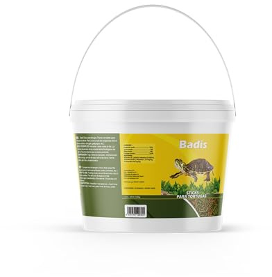 BADIS Alimento para Tortugas de Agua y Tierra Rico en Proteína Animal y Calcio para un Crecimiento Saludable y Caparazón Fuerte en Formato Sticks Bote de 1.2 KG