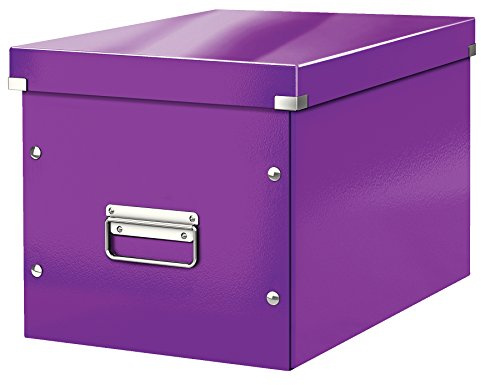 Leitz WOW Click & Store Aufbewahrungsbox mit Griffen, Würfelform groß passend für Kallax Regal, stabil und faltbar, Violett, 61080062