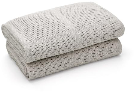 Bloomsbury Mill - Cellular Blankets Baby - Soft 100% Organic Cotton Baby Blanket - Pack of 2 - Essentials For Newborn - Ideal for Cot Bed, Travel, Car Seat, Pram, Moses Basket - Grey 75x95cm