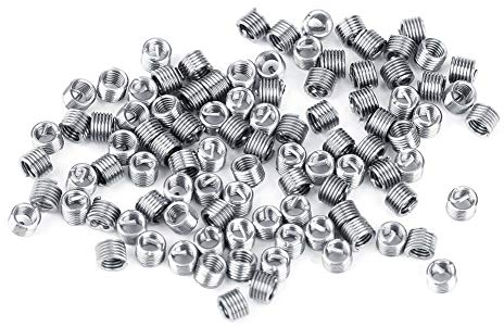 Akozon Insertos de rosca 100 unidades M2 de acero inoxidable SS304, alambre helicoidal, insertos de rosca helicoidal, insertos de rosca de alambre de acero inoxidable, para reparación, surtidos, tipo
