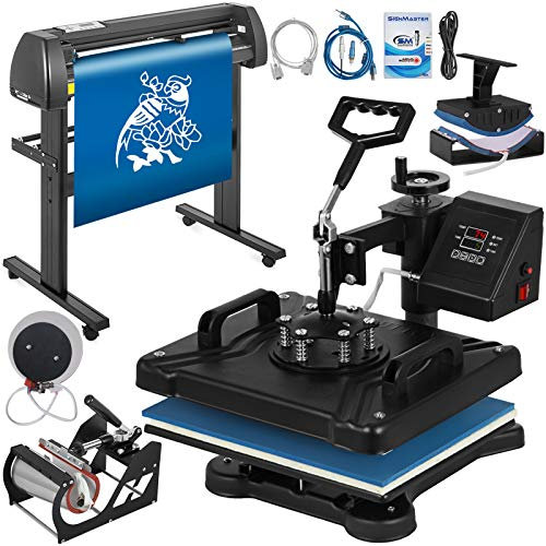 VEVOR 5 i 1 digital styrning värmepress + skärplotter skärplotter 87 cm, 38 x 29 cm vinylvärmepress manuell skärning flotta med skärprogramvara plotter