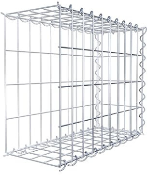 GABIONA - Gabione rettangolare in pietra, larghezza maglie: 5 x 10 cm, profondità 20 cm, cesto di coltivazione tipo 2, chiusura a spirale, zincato galvanizzato (50 x 40 x 20 cm)