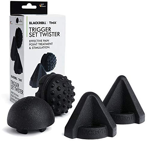 BLACKROLL® TRIGGER SET TWISTER (4-teilig), Triggerpunkt-Massagegeräte zur Behandlung punktueller Verspannungen, handliche Faszien-Massagegeräte mit Griff, ideal für Reisen, Made in Germany, Schwarz