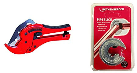 Rothenberger 52000 Rocut 0-42mm Plastic Pipe Shear & 88801 Pipeslice Tube Cutter 15mm