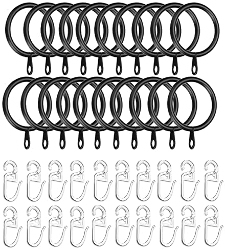 HCRXVV Juego de 20 anillos de cortina de metal con ganchos para cortina, anillos de cortina de ducha de plástico para ventana, puerta, cortina de ducha, anillos de cortina de 30 mm de diámetro