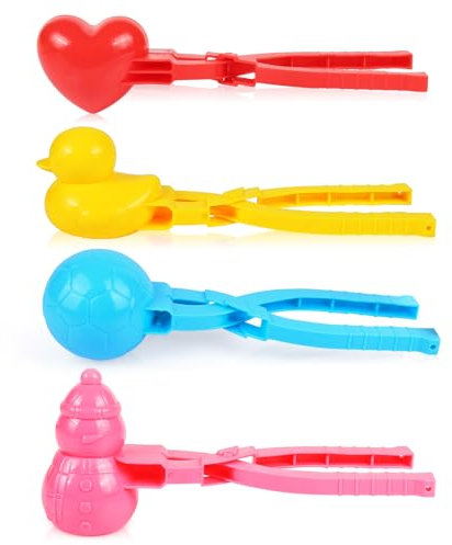 Diealles Shine Schneeballzange, 4 Stück Schneeball Former, Zufällige Farbe Sandball Maker Sandspielzeug, Schneeformen Clip für Kinder Sommer Winter Spaß