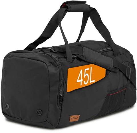 achilles Sporttasche mit Schuhfach, Fitness-Tasche, Trainingstasche, Gym-Bag, Reisetasche, Schwarz, 55x27x24cm