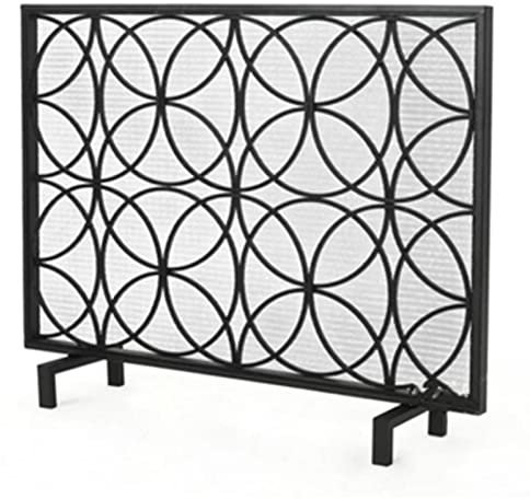 Funkenschutzgitter Schwarze Antike Kaminschutzgitterabdeckung, Geometrisches Design Metall Feuerbarriere Surround Stehendes Tor, Kindersicheres & Klassisches Herdzubehör