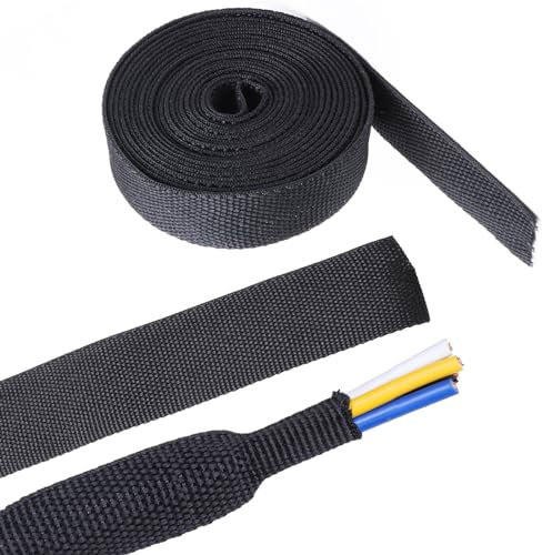 Sonoreboom 2 in 1 Heat Shrink Braided Sleeving Fabric Tubing-Ideal fit Irregular Shape Hose/Cable/Wire (1/2(12mm), 22FT)