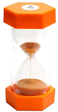 Hourglass Sand Timer, Coloured Sandglass for Children, Kitchen Sandtimer Child Game Toy, Toothbrush Sandglass, Home Office Decoration, 3 Minutes, Orange