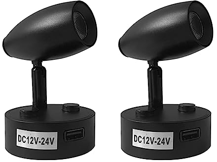 TWSOUL 2PCS Leselampe Wohnmobil,12-24V LED Spot Leselampe Mit Fernsteuerung und Schalter Dimmbar,RV Leselampe mit USB Anschluss für Camper Reisemobil Caravan