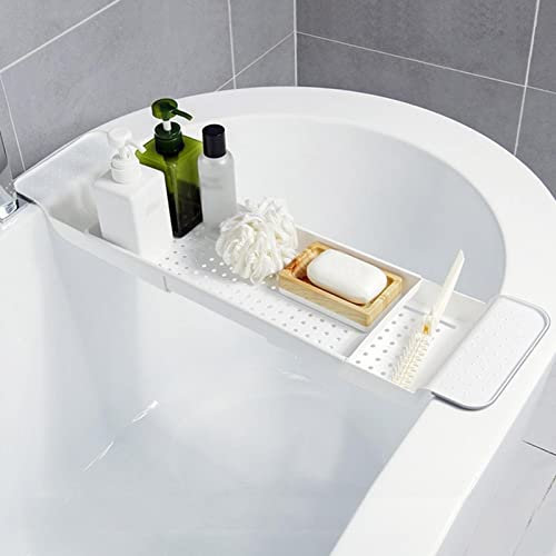 Plateau de Baignoire, étagère de Bain Extensible, Plateau de Baignoire réglable en Plastique, Plateau de Salle de Bain, Accessoires de Baignoire et Gadgets de Salle de Bain