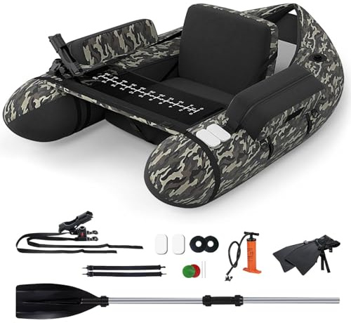 SPOTRAVEL Inflatable Fishing Float Tube (Camouflage, 135x110x54 cm)