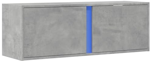 vidaXL Mobile TV a Parete con Luci LED Grigio Cemento 100x31x35 cm, Mobile TV sospeso a Parete, unità TV sospesa, unità TV montata a Parete